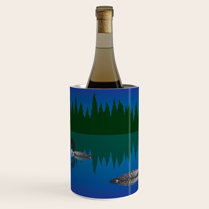 Loons in a Woodland Lake Wine Chiller Gallery Image 1