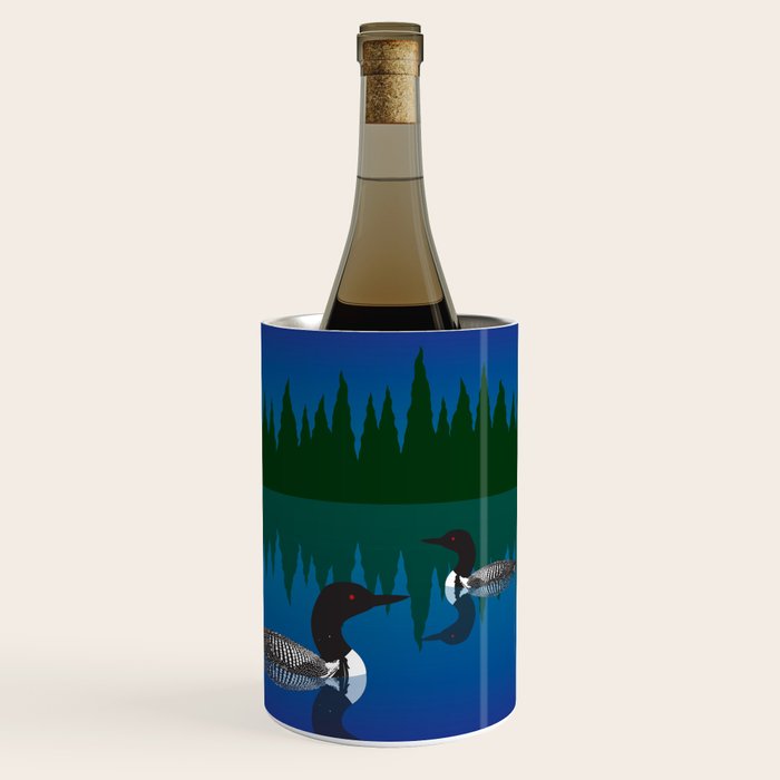 Loons in a Woodland Lake Wine Chiller Gallery Image 2