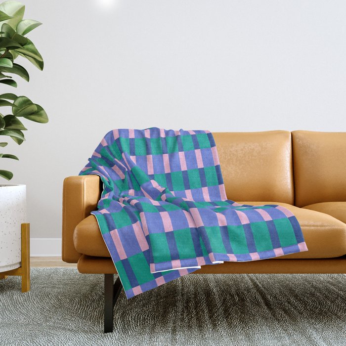 Bright Pastel Color Block Geometric Pattern Throw Blanket Gallery Image 1