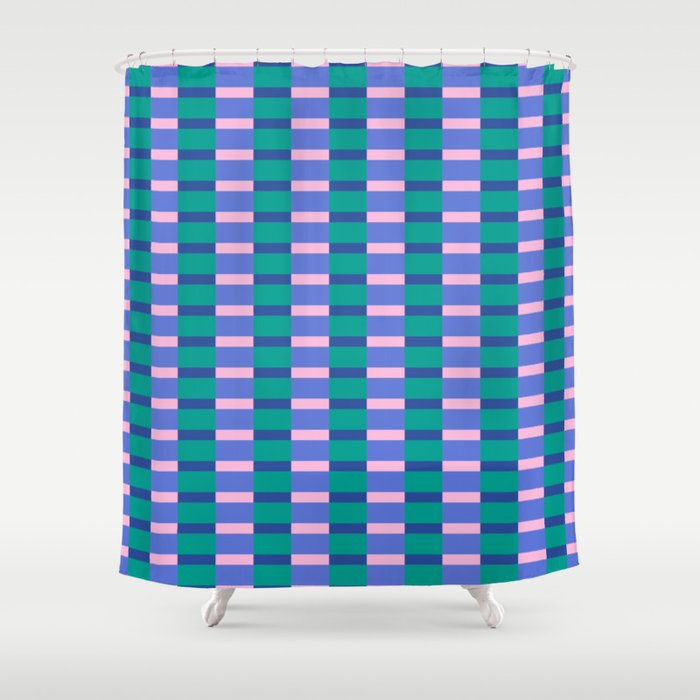 Bright Pastel Color Block Geometric Pattern Shower Curtain Gallery Image 1