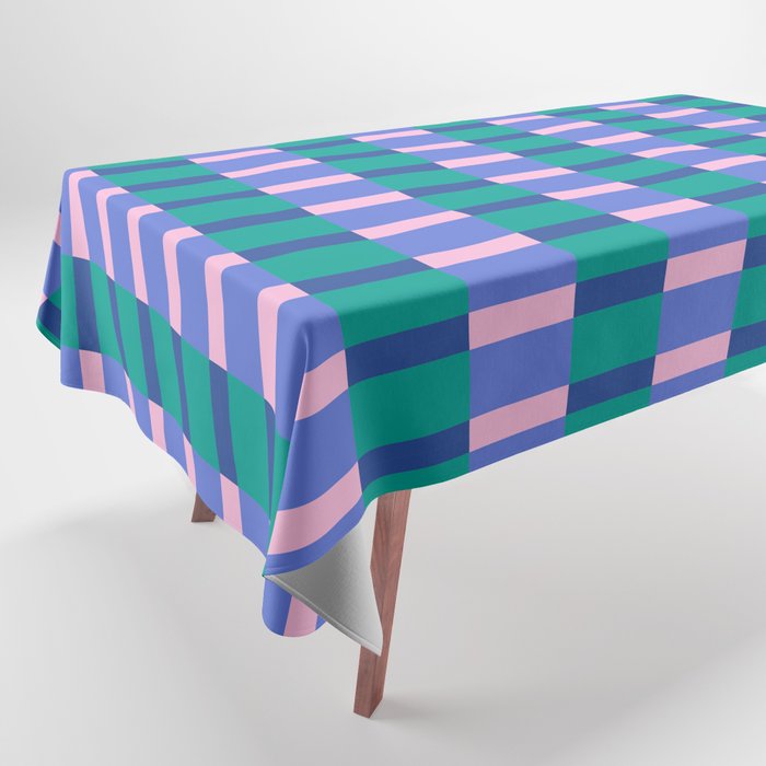 Bright Pastel Color Block Geometric Pattern Tablecloth Gallery Image 1