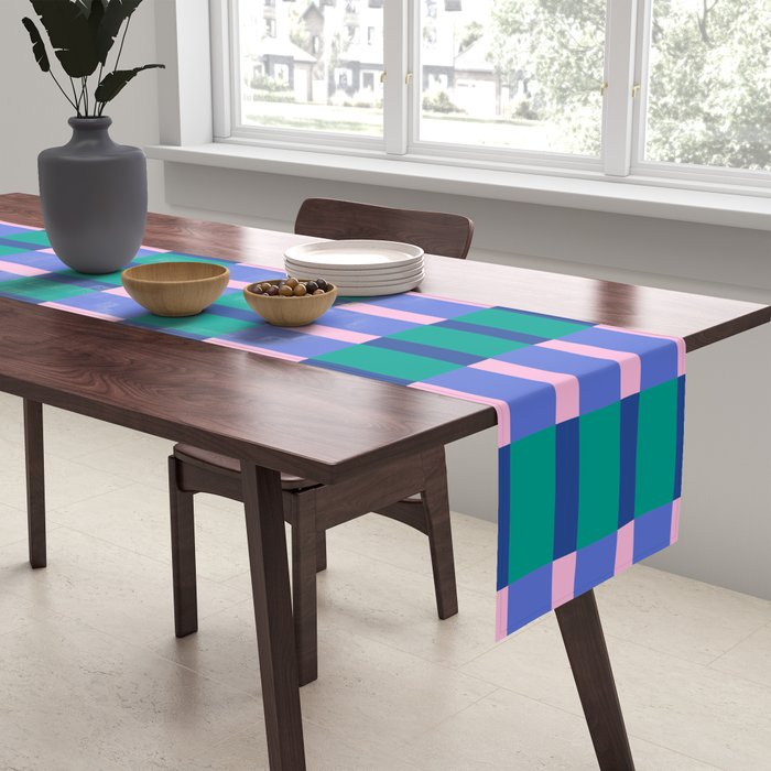 Bright Pastel Color Block Geometric Pattern Table Runner Gallery Image 2