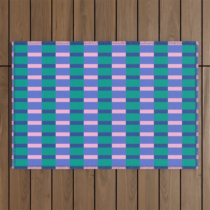 Bright Pastel Color Block Geometric Pattern Outdoor Rug Gallery Image 1