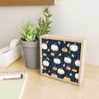 Orange and Cream Fall Pumpkins on Dark Blue Background Watercolor Mini Art Print Gallery Image 2
