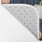 Orange and Cream Fall Pumpkins on Dark Blue Background Watercolor Bath Mat Gallery Image 2