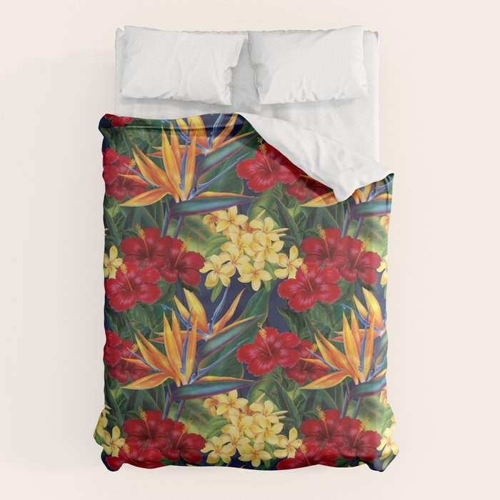 Tropical Paradise Hawaiian Floral Illustration Duvet Cover Gallery Image 6