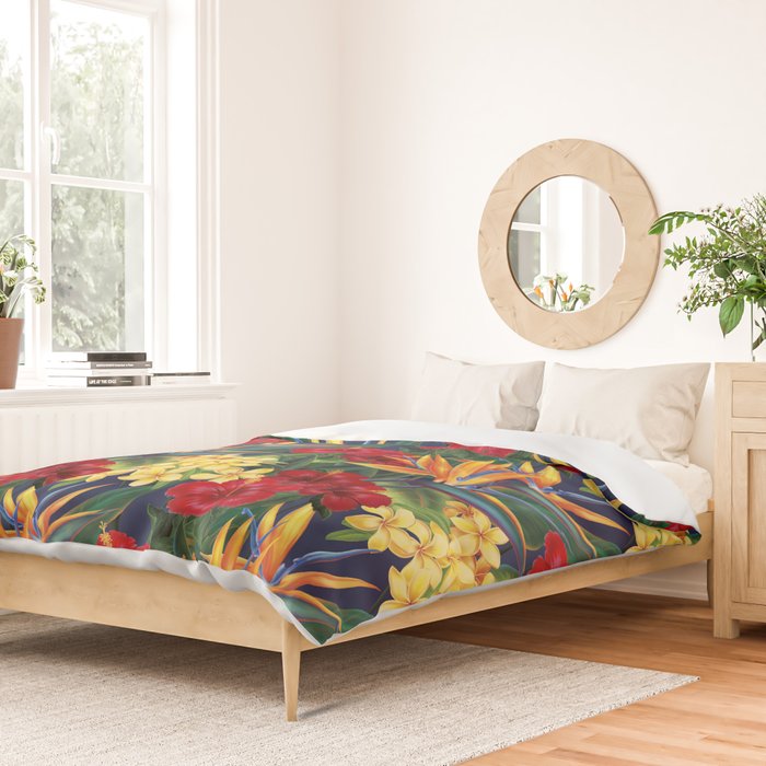Tropical Paradise Hawaiian Floral Illustration Duvet Cover Gallery Image 2