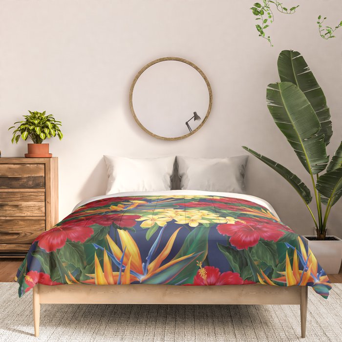 Tropical Paradise Hawaiian Floral Illustration Comforter Gallery Image 3