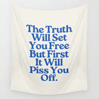 The Truth Will Set You Free - Beige and Blue Wall Tapestry Gallery Image 4