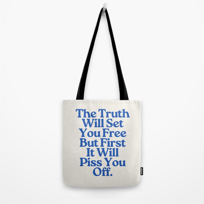 The Truth Will Set You Free - Beige and Blue Tote Bag Gallery Image 2