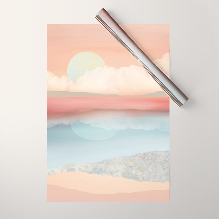 Mint Moon Beach Wrapping Paper Gallery Image 1