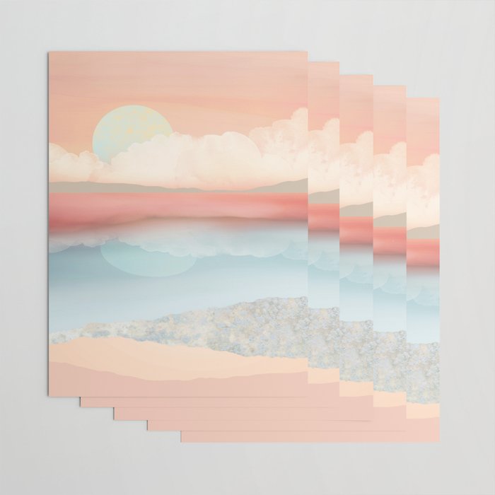 Mint Moon Beach Wrapping Paper Gallery Image 3