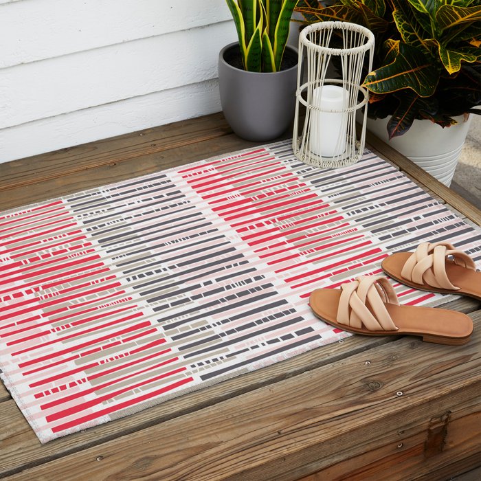 City life geometrics beams pearl pink Outdoor Rug Gallery Image 2