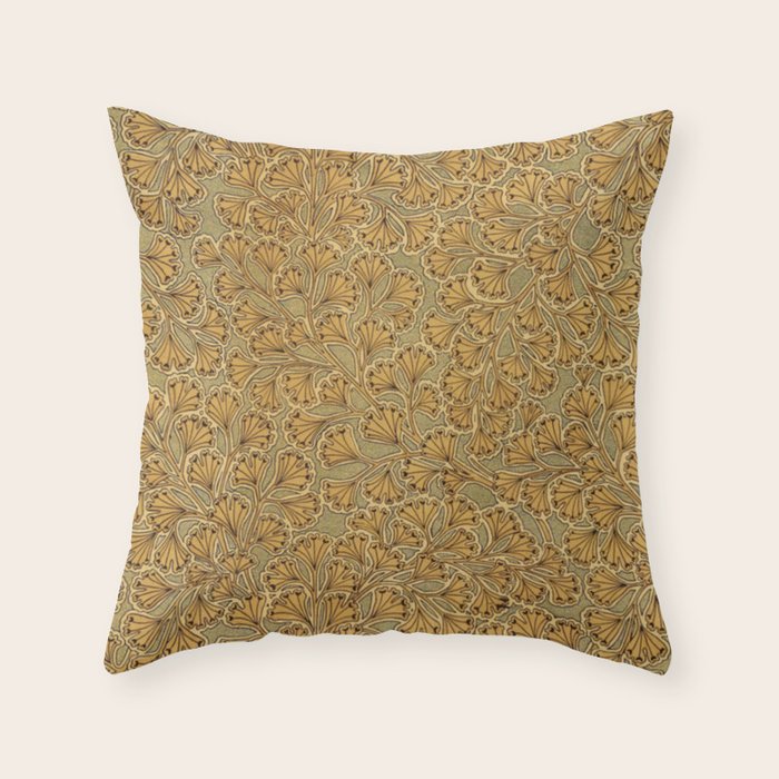Copper Ginko Throw Pillow Gallery Image 1