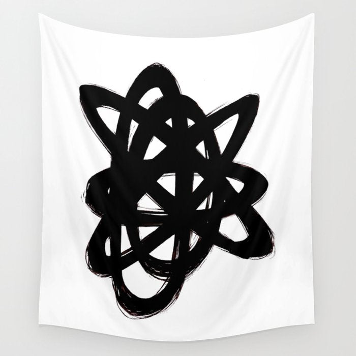 Ink Confusion White Background Wall Tapestry Gallery Image 1