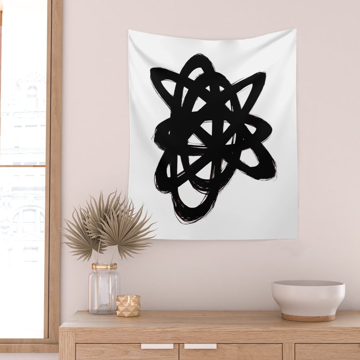 Ink Confusion White Background Wall Tapestry Gallery Image 2