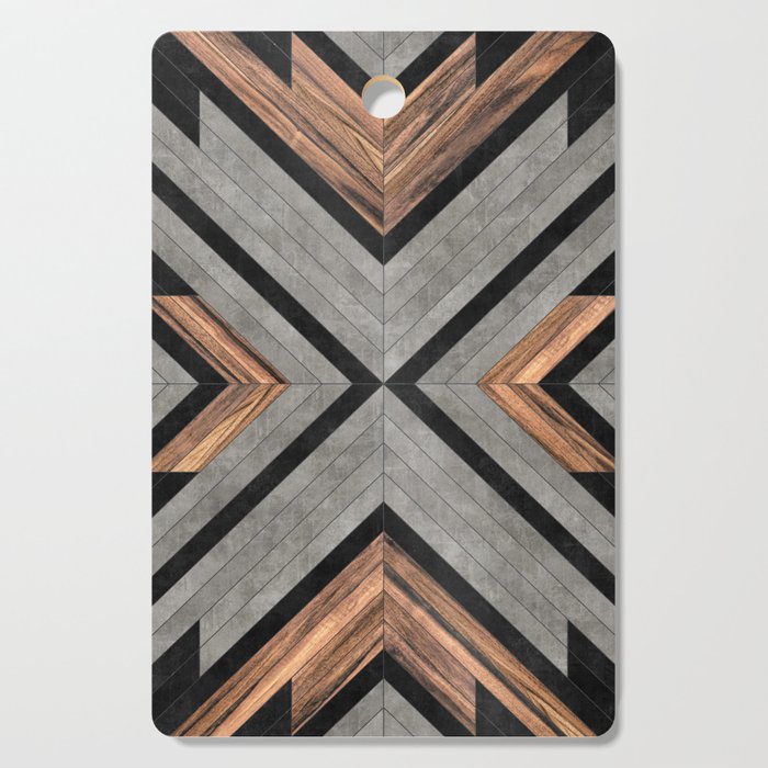 Urban Tribal Pattern No.2 - Concrete and Wood Cutting Board Gallery Image 1