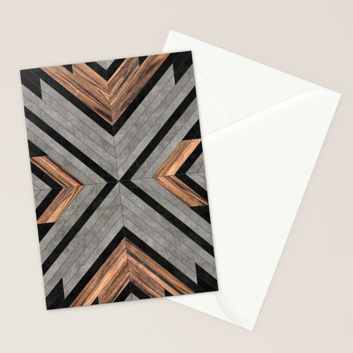 Urban Tribal Pattern No.2 - Concrete and Wood Stationery Card Gallery Image 2