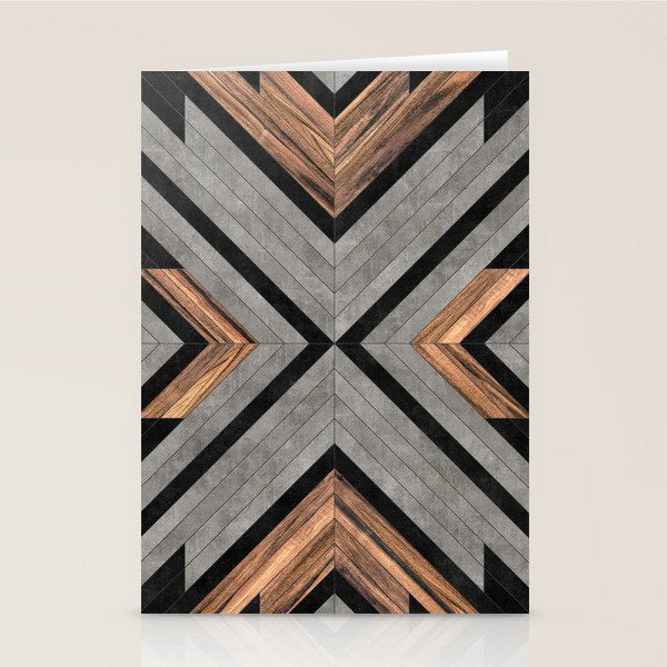 Urban Tribal Pattern No.2 - Concrete and Wood Stationery Card Gallery Image 2