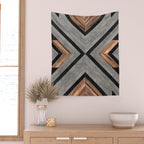 Urban Tribal Pattern No.2 - Concrete and Wood Wall Tapestry Gallery Image 2