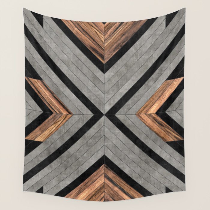 Urban Tribal Pattern No.2 - Concrete and Wood Wall Tapestry Gallery Image 4