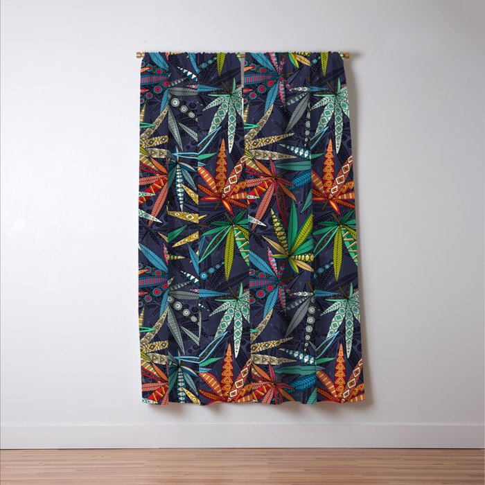 boho weed midnight Window Curtain Gallery Image 3
