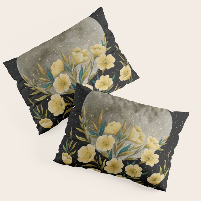 Moon Greeting- Yellow Evening Primrose Pillow Sham Gallery Image 1