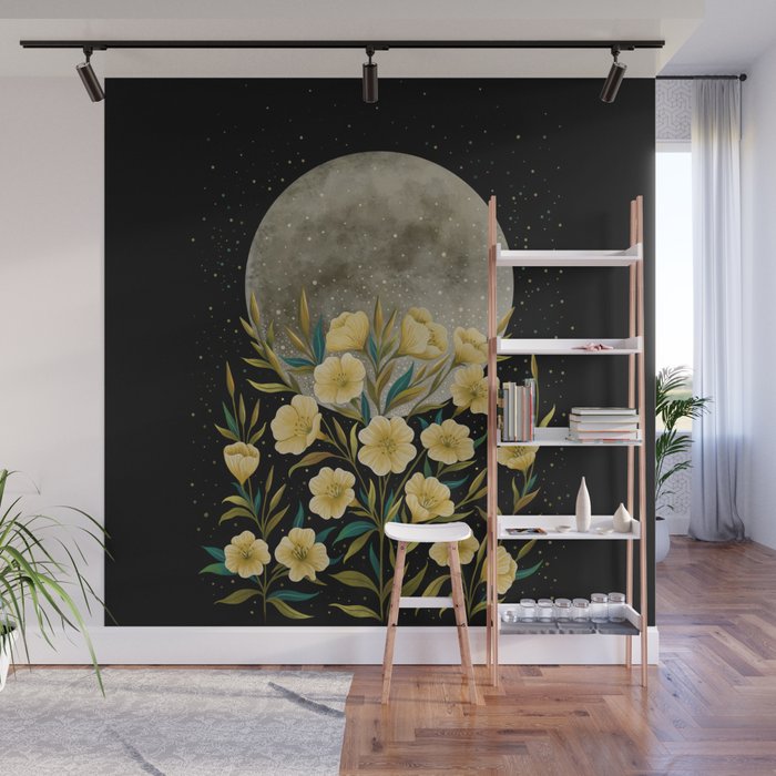 Moon Greeting- Yellow Evening Primrose Wall Mural Gallery Image 1