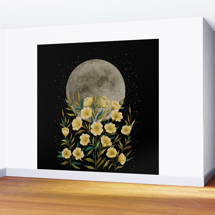 Moon Greeting- Yellow Evening Primrose Wall Mural Gallery Image 2