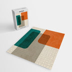Teal Orange Modern MCM Minimalist Artwork Jigsaw Puzzle Gallery Image 2
