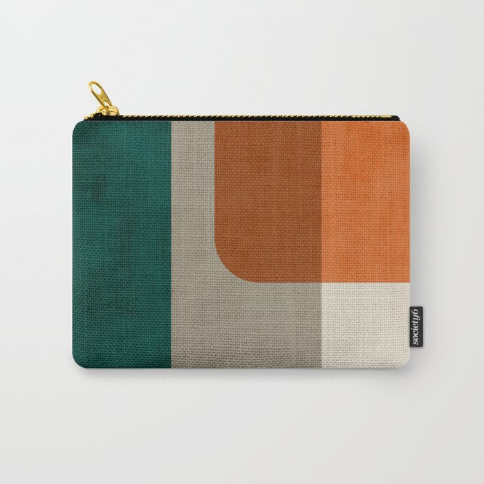 Teal Orange Modern MCM Minimalist Artwork Carry All Pouch Gallery Image 1
