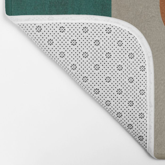 Teal Orange Modern MCM Minimalist Artwork Bath Mat Gallery Image 2