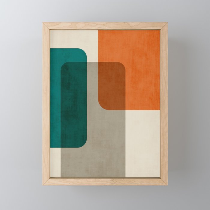 Teal Orange Modern MCM Minimalist Artwork Mini Art Print Gallery Image 1