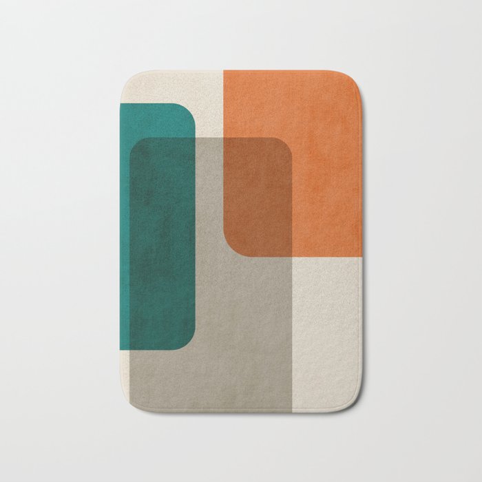 Teal Orange Modern MCM Minimalist Artwork Bath Mat Gallery Image 1