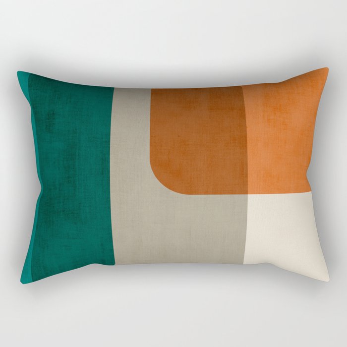 Teal Orange Modern MCM Minimalist Artwork Rectangular Pillow Gallery Image 2