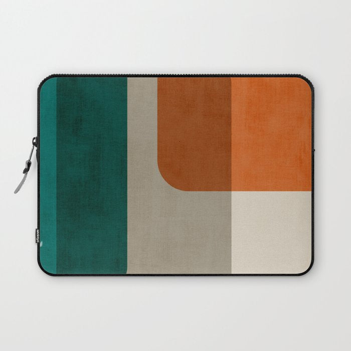 Teal Orange Modern MCM Minimalist Artwork Laptop Sleeve