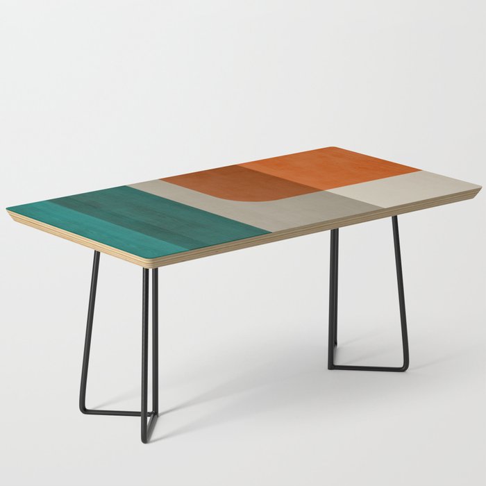 Teal Orange Modern MCM Minimalist Artwork Coffee Table Gallery Image 1