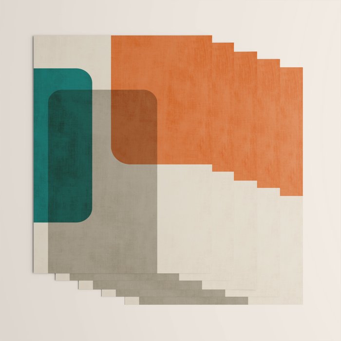 Teal Orange Modern MCM Minimalist Artwork Wrapping Paper Gallery Image 3