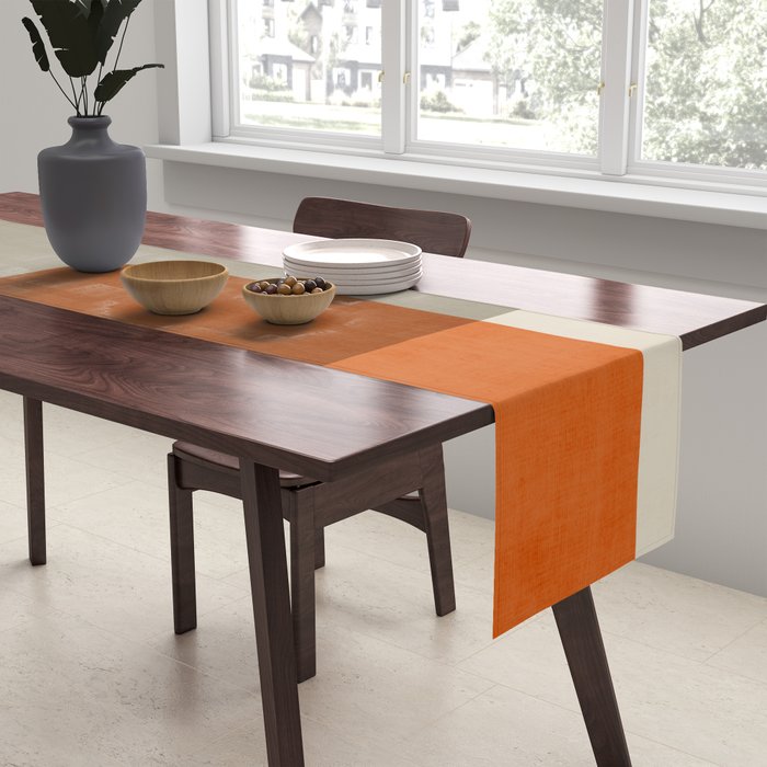 Teal Orange Modern MCM Minimalist Artwork Table Runner Gallery Image 2