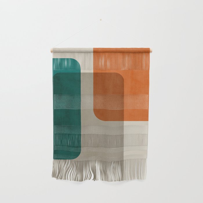 Teal Orange Modern MCM Minimalist Artwork Wall Hanging Gallery Image 1
