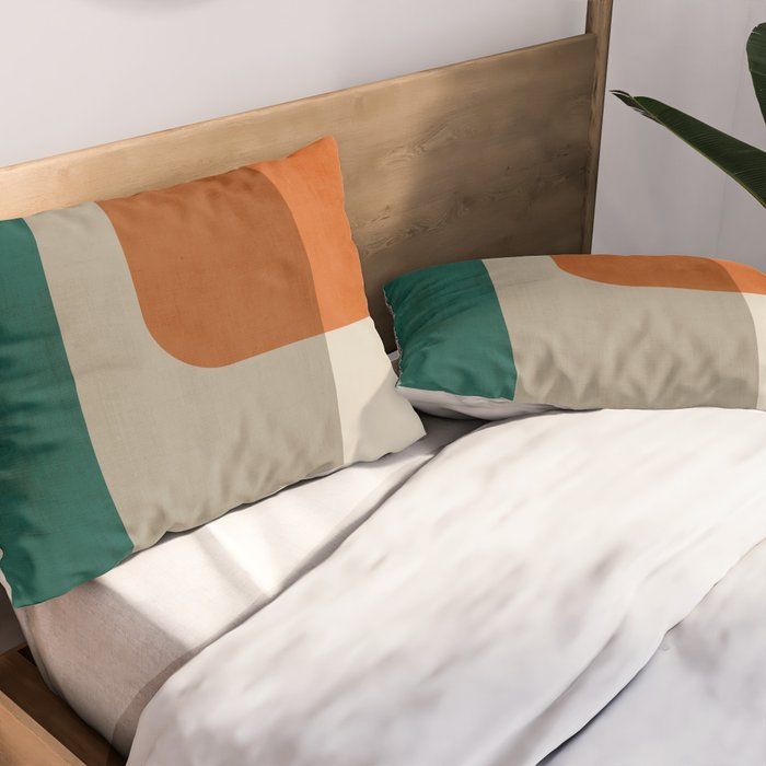 Teal Orange Modern MCM Minimalist Artwork Pillow Sham Gallery Image 2