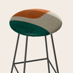 Teal Orange Modern MCM Minimalist Artwork Stool Gallery Image 2