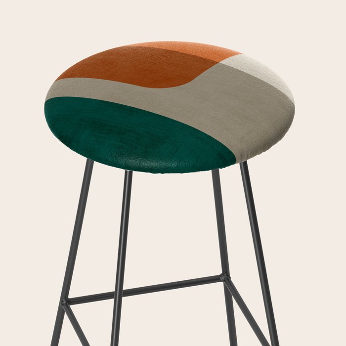 Teal Orange Modern MCM Minimalist Artwork Stool Gallery Image 2