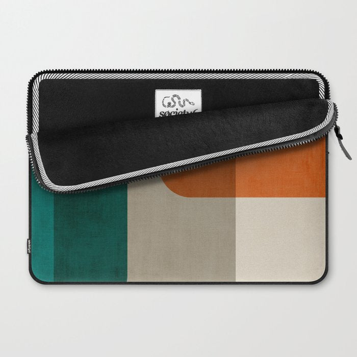 Teal Orange Modern MCM Minimalist Artwork Laptop Sleeve Gallery Image 2