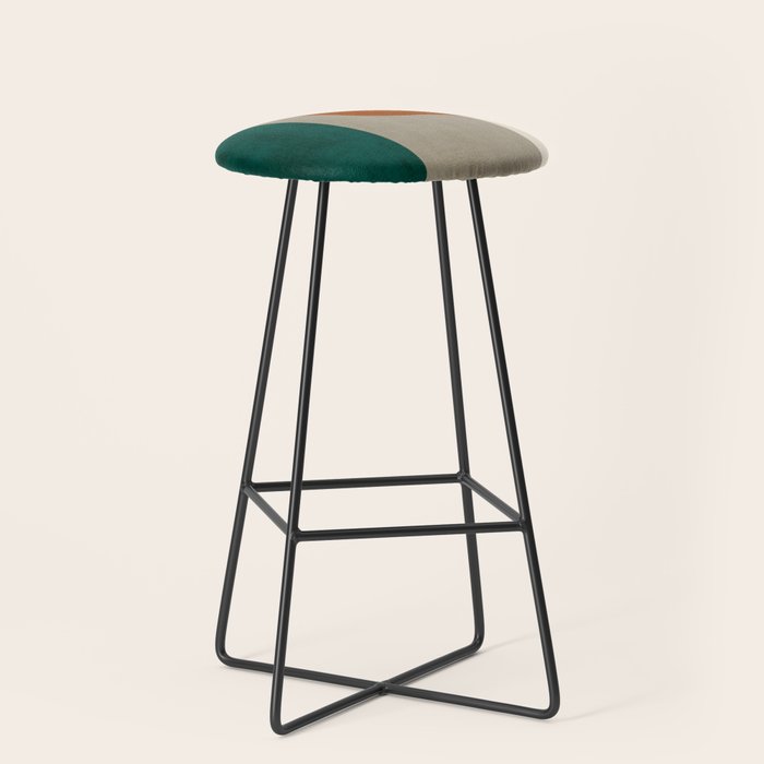 Teal Orange Modern MCM Minimalist Artwork Stool Gallery Image 1
