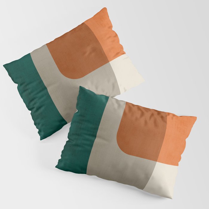 Teal Orange Modern MCM Minimalist Artwork Pillow Sham Gallery Image 3