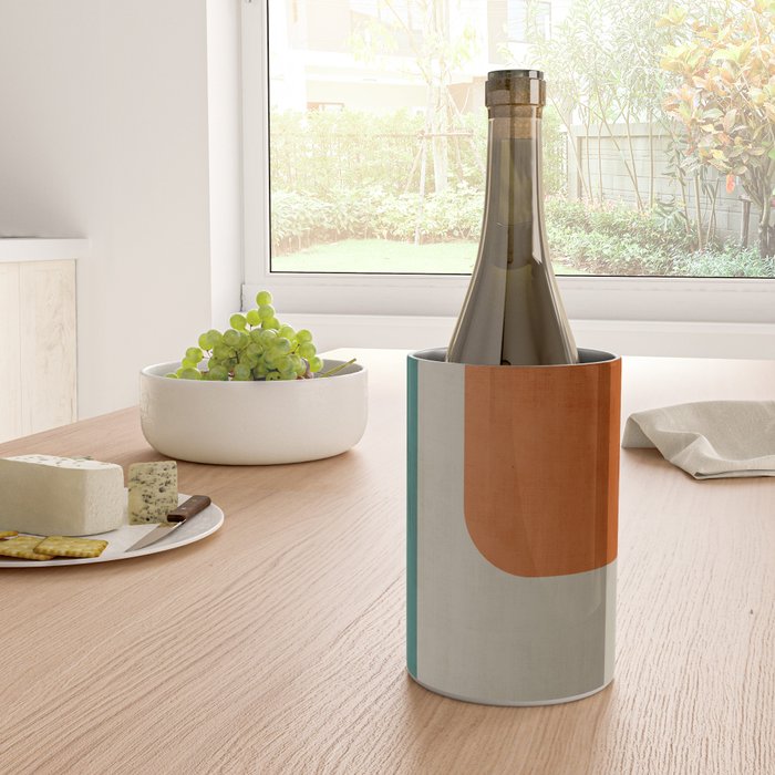 Teal Orange Modern MCM Minimalist Artwork Wine Chiller Gallery Image 4