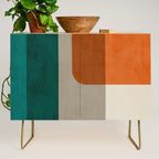 Teal Orange Modern MCM Minimalist Artwork Credenza Gallery Image 1
