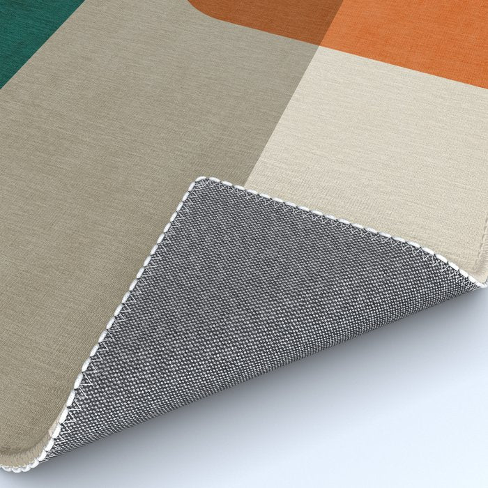 Teal Orange Modern MCM Minimalist Artwork Rug Gallery Image 4