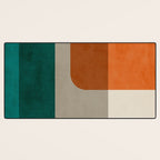 Teal Orange Modern MCM Minimalist Artwork Desk Mat Gallery Image 3
